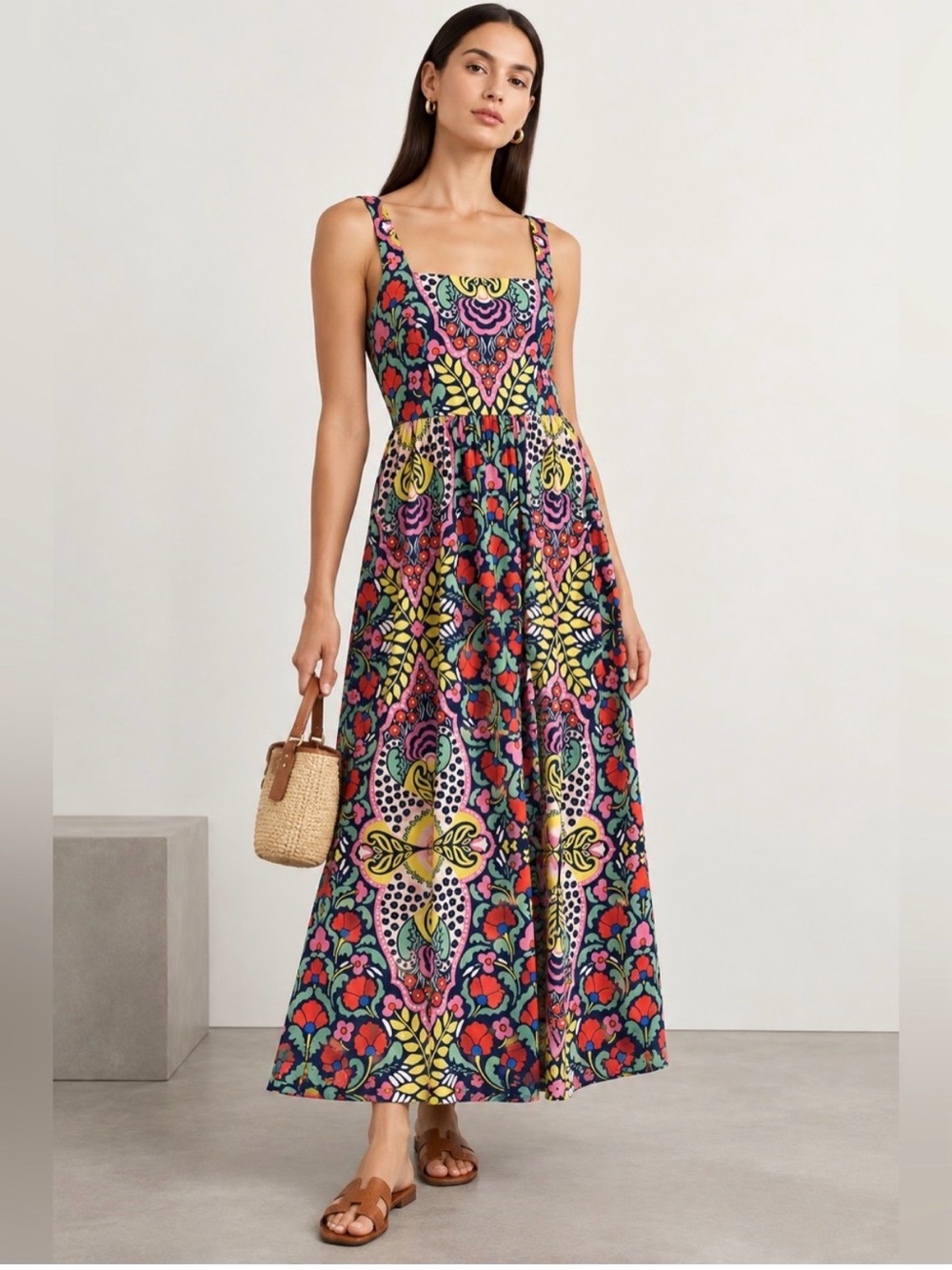 Boden Violet Square Neck Midi Dress